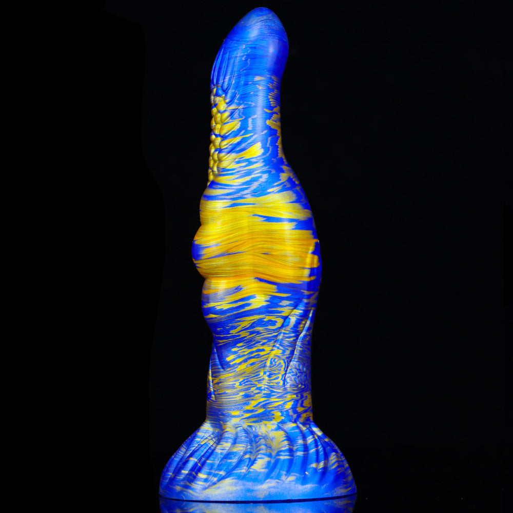 Exotischer Analdildo Butt Plug - Fantasievoller Farbmisch-Monsterdildo aus Silikon, Sexspielzeug für Frauen