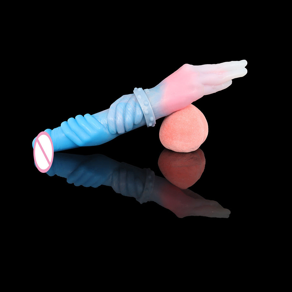 Doppelendiger Faustdildo-Buttplug - Fantasiefarbenes Silikon-Sexspielzeug für Frauen und Lesben