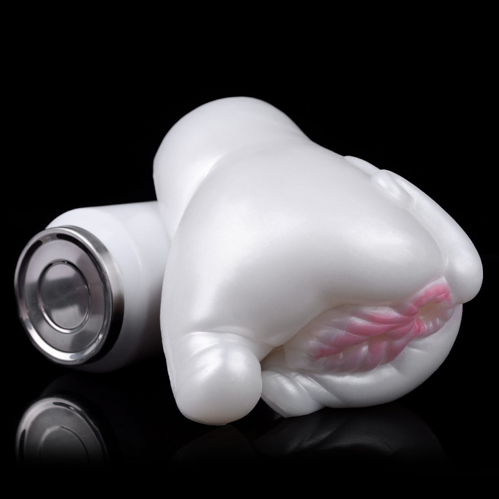 Tasse de masturbation de chatte de poche de cochon blanc - Jouet sexuel de massage de pénis à balle vibrante pour hommes