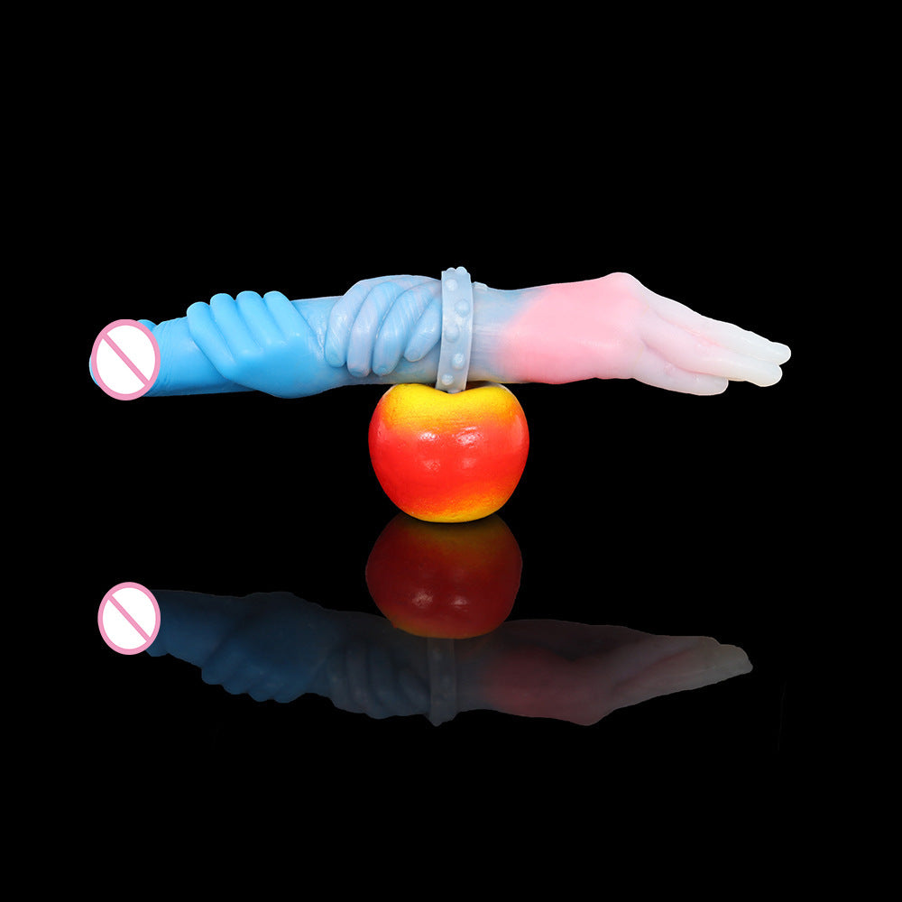 Doppelendiger Faustdildo-Buttplug - Fantasiefarbenes Silikon-Sexspielzeug für Frauen und Lesben