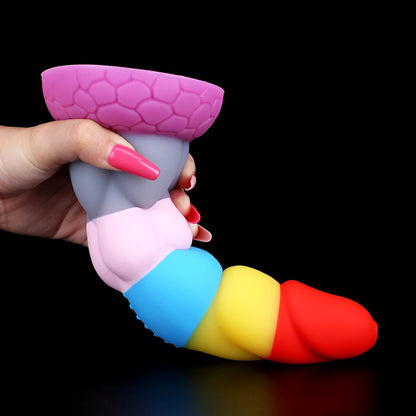 Regenbogen-Silikon-Analdildo-Buttplug – farbenfrohe Fantasy-Dildos für weibliches Sexspielzeug