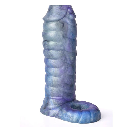 Monsterdildo Ribbed Cock Sleeve Male Masturbator - Silicone Dragon Penis Enlarger Sex Toy for Men