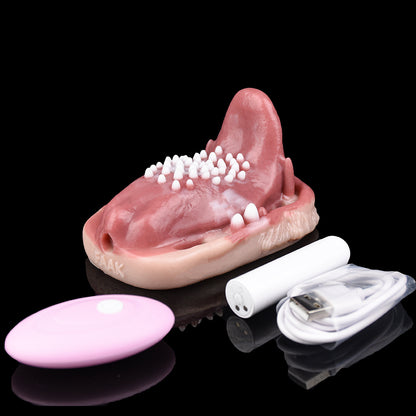 Realistic Tongue Grinder Female Sex Toys - Remote Control Vibrating Bullet Strapless Oral Masturbation