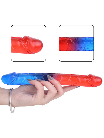 Gode ​​double face arc-en-ciel - Gode anal réaliste en silicone de 12 pouces pour couple, jouets sexuels