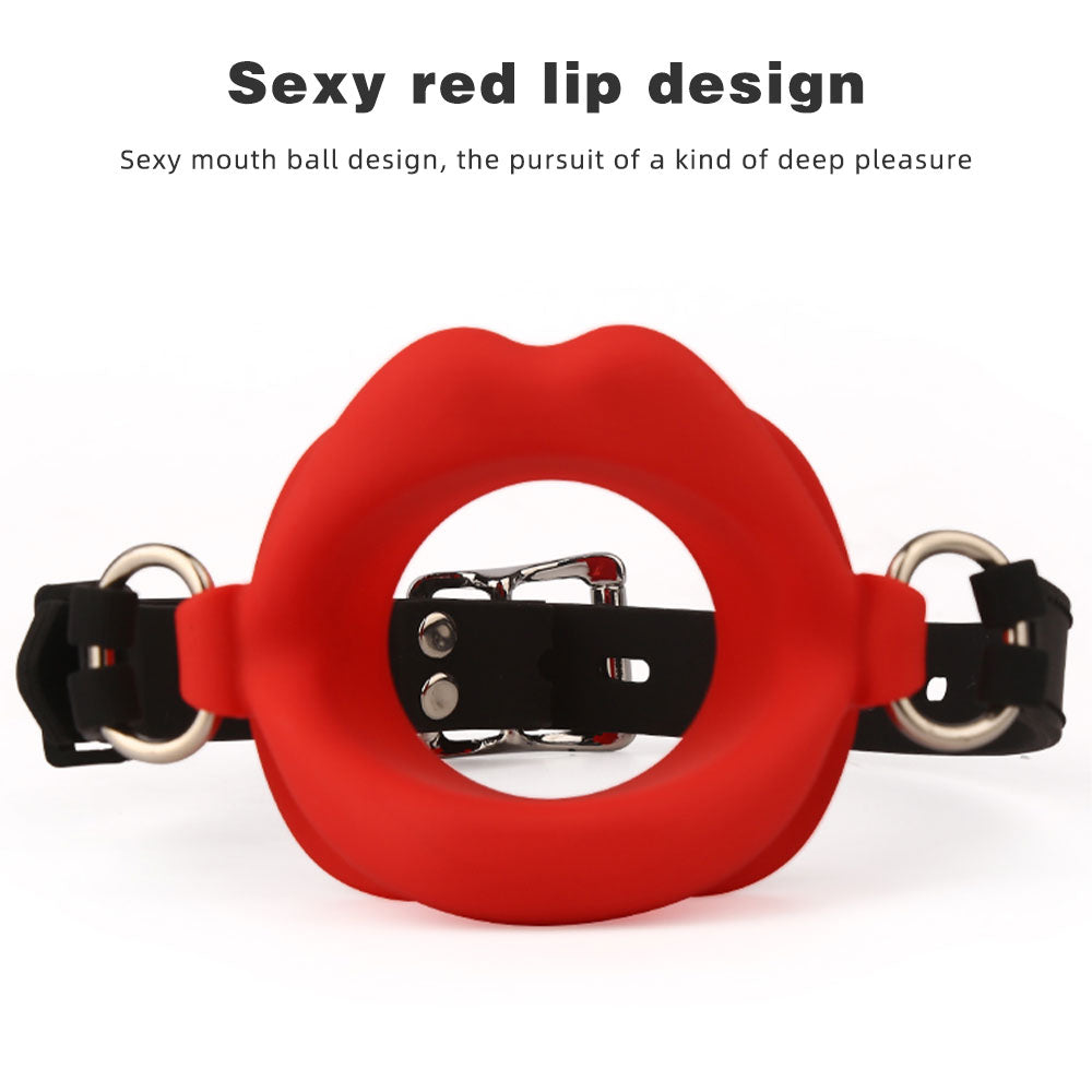Fantasy Red Lip Ball Gag - Ceinture en cuir Bondage Restriants BDSM Sex Toys