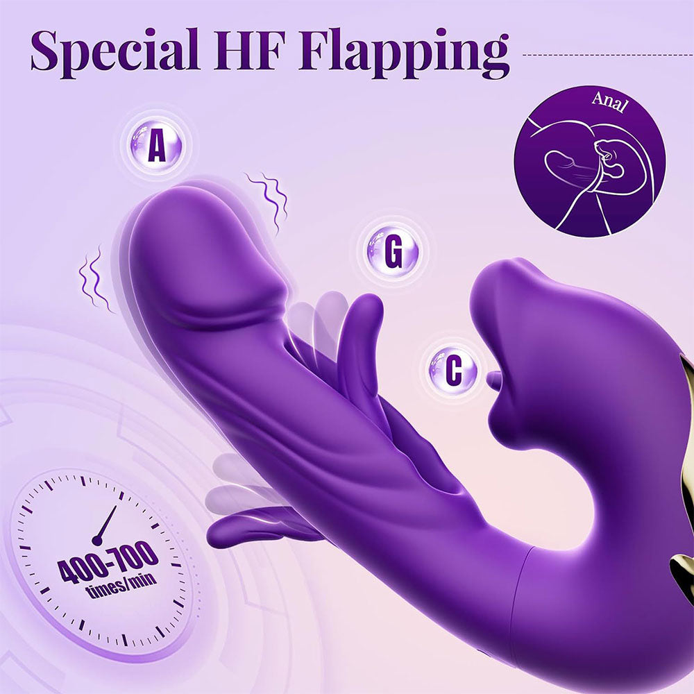 Vibrating Realistic Anal Dildo Rabbit Clit Clamping G Spot Tickle Flapping Sex Toys for Women