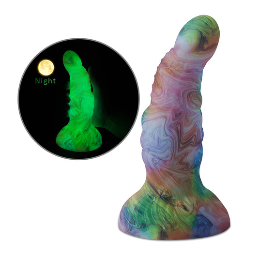 Luminous Colorful Anal Dildo Dilator Sex Toy for Women - Silicone Butt Plug Big Suction Cup Prostate Massager
