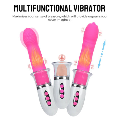 Vibrateur de clitoris de langue - Pinces à tétons interchangeables poussant des jouets sexuels de gode vibrant