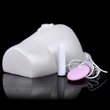 Tasse de masturbation de chatte de poche de cochon blanc - Jouet sexuel de massage de pénis à balle vibrante pour hommes