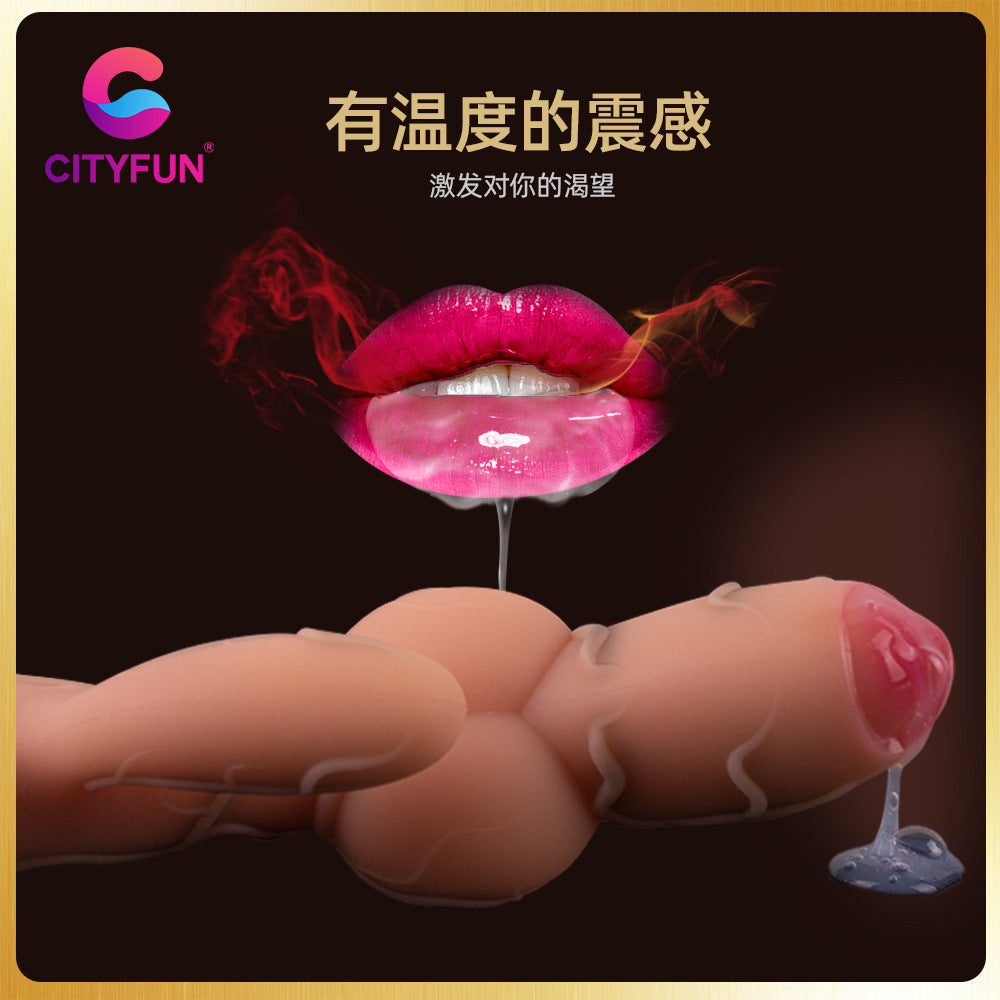 Vibromasseur clitoridien vibrant à gros nœuds - Jouet sexuel réaliste en silicone à chaleur automatique pour femmes