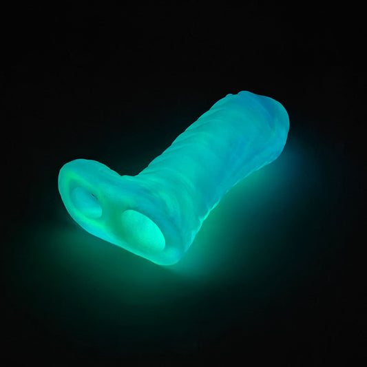 Leuchtende Monsterdildo-Penishülle - Biest-Penisring-Vergrößerer-Kondom-Pärchen-Sexspielzeug