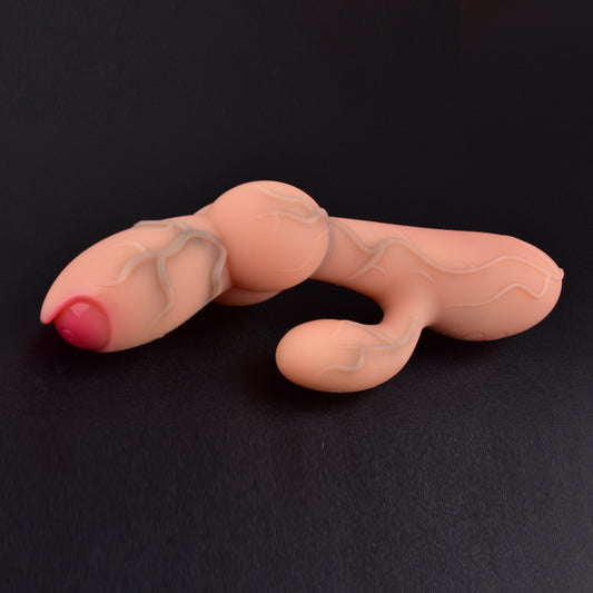 Big Knotted Vibrating Dildo Clit Vibrator - Auto Heat Silicone Realistic Sex Toy for Women