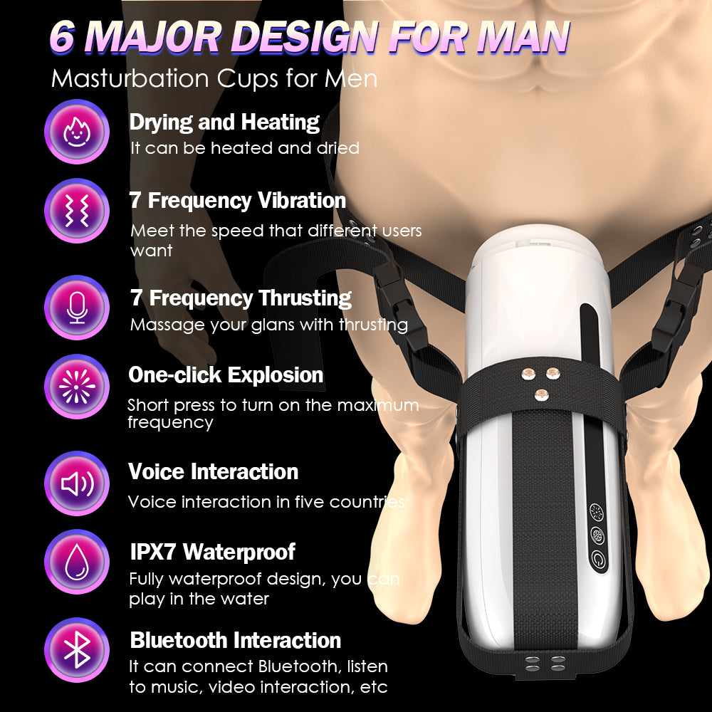 Strap-on Male Masturbator Blowjob Machine - Vacuum Oral Sucking Vibrating Sex Toys for Men