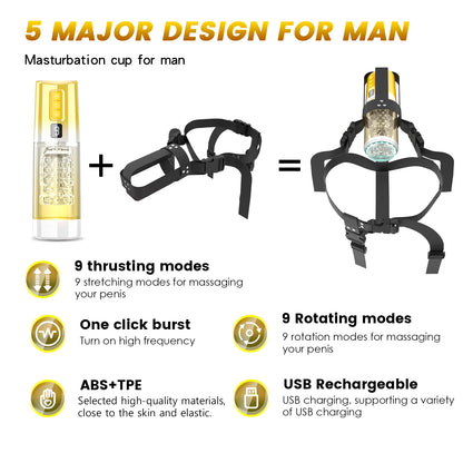 Automatic Thrusting Masturbator Adult Stroker - Strap-on Harness Penis Blowjob Male Sex Toys