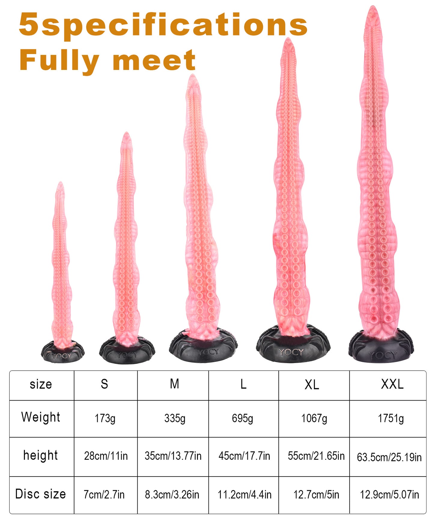 Gode ​​anal long Fantasy Tentacle Butt Plug - Pieuvre réaliste rose à base évasée Sex Toys pour femmes