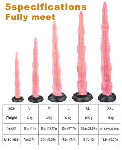 Gode ​​anal long Fantasy Tentacle Butt Plug - Pieuvre réaliste rose à base évasée Sex Toys pour femmes