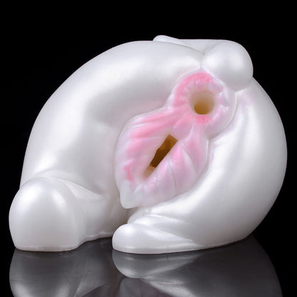 Tasse de masturbation de chatte de poche de cochon blanc - Jouet sexuel de massage de pénis à balle vibrante pour hommes