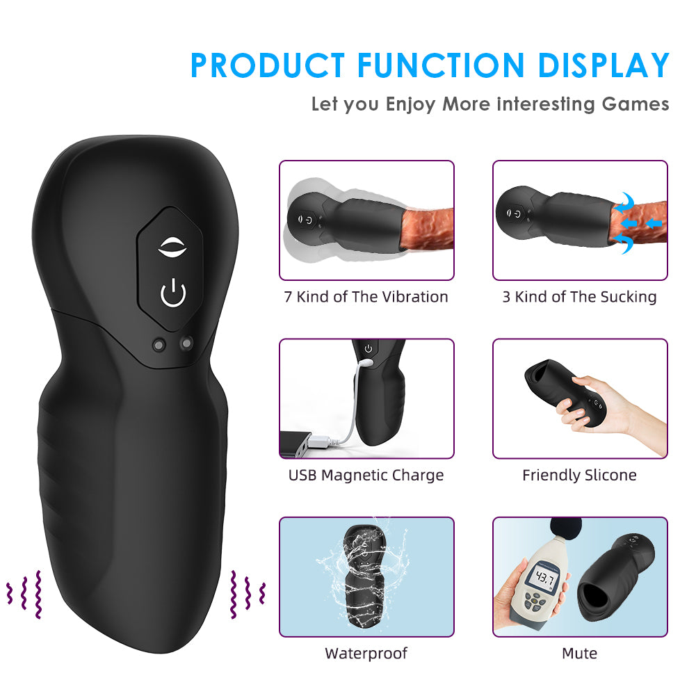 Handheld Male Masturbator Sex Toys for Men - Penis Exerciser Blowjob Sex Machine