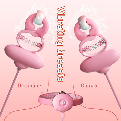 Remote Control Nipple Clamps Vibrator - Pink Neck Restriants BDSM Sex Toys for Women