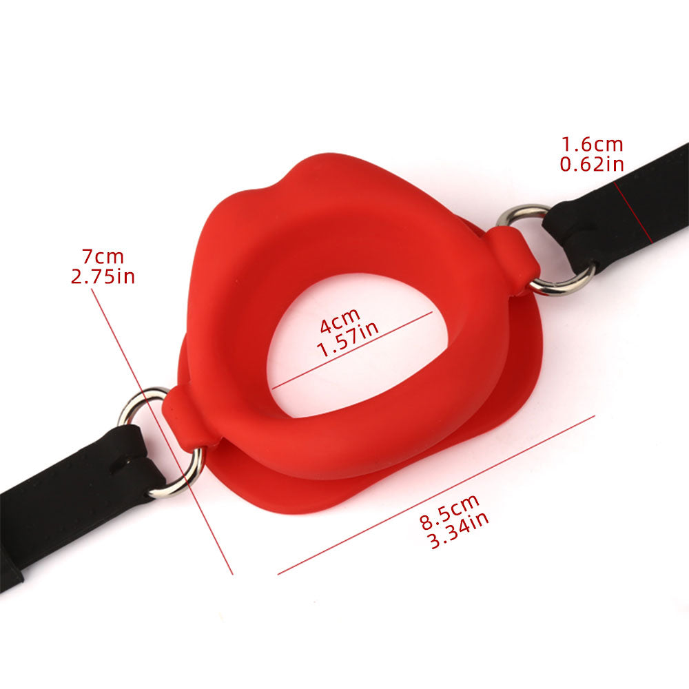 Fantasy Red Lip Ball Gag  - Leather Belt Bondage Restriants BDSM Sex Toys