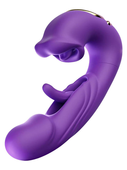 Vibrating Realistic Anal Dildo Rabbit Clit Clamping G Spot Tickle Flapping Sex Toys for Women