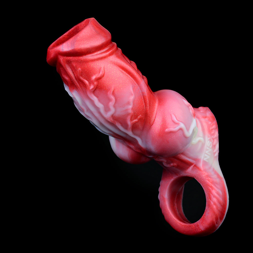 Knotted Cocksleeve Extender - Fantasy Hollow Dogdildo Penis Sheath Sex Toys for Men