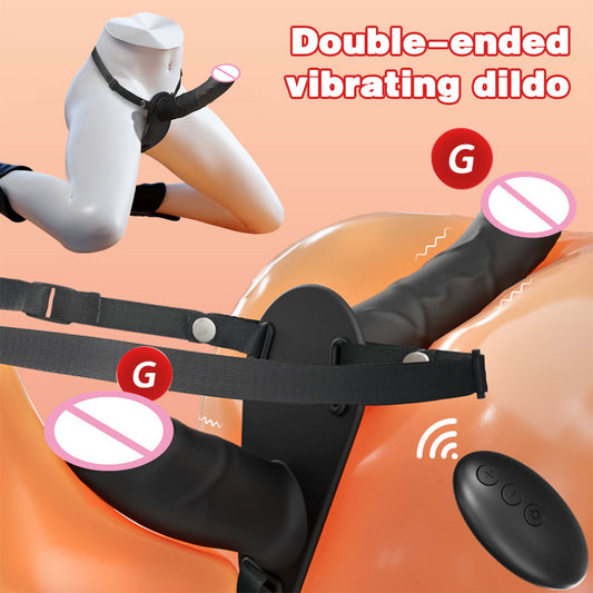 Doppelendiger Lesiban Strap-On Dildo - Realistischer schwarzer Dildo, Sexspielzeug für Paare