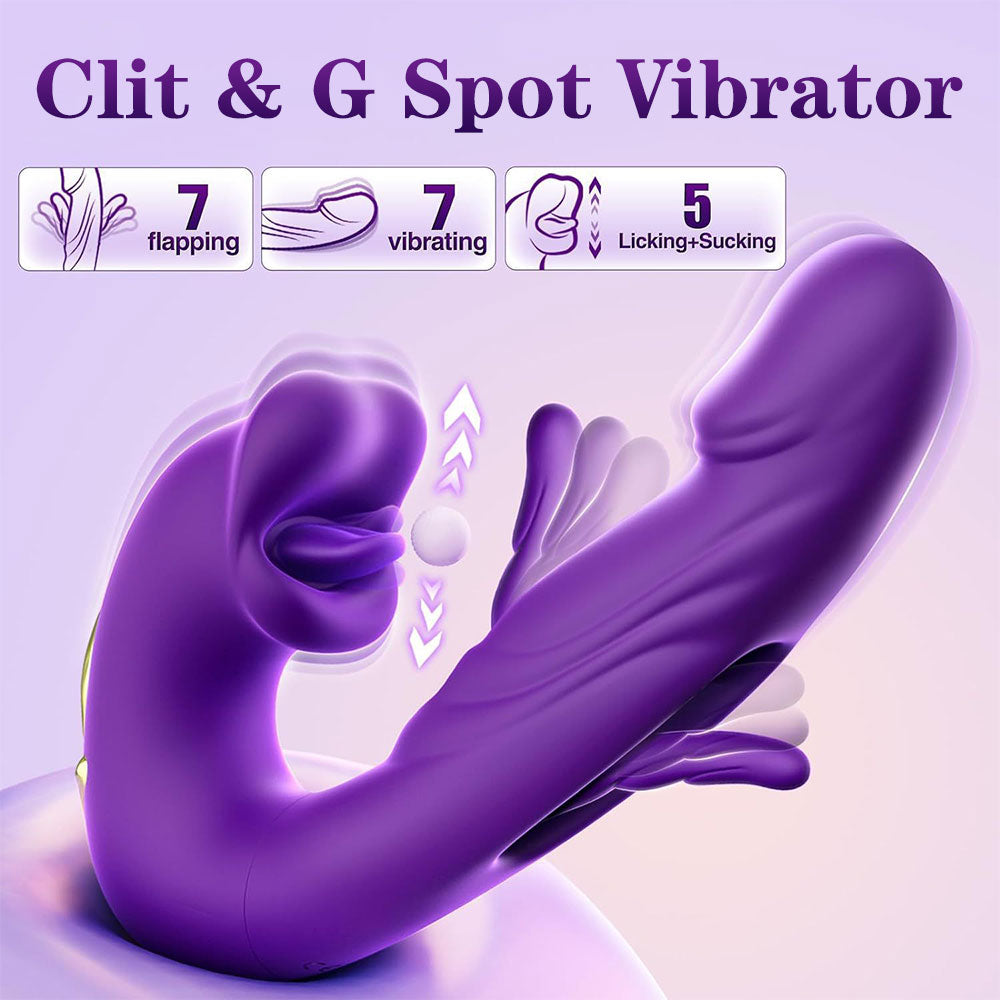 Vibrating Realistic Anal Dildo Rabbit Clit Clamping G Spot Tickle Flapping Sex Toys for Women