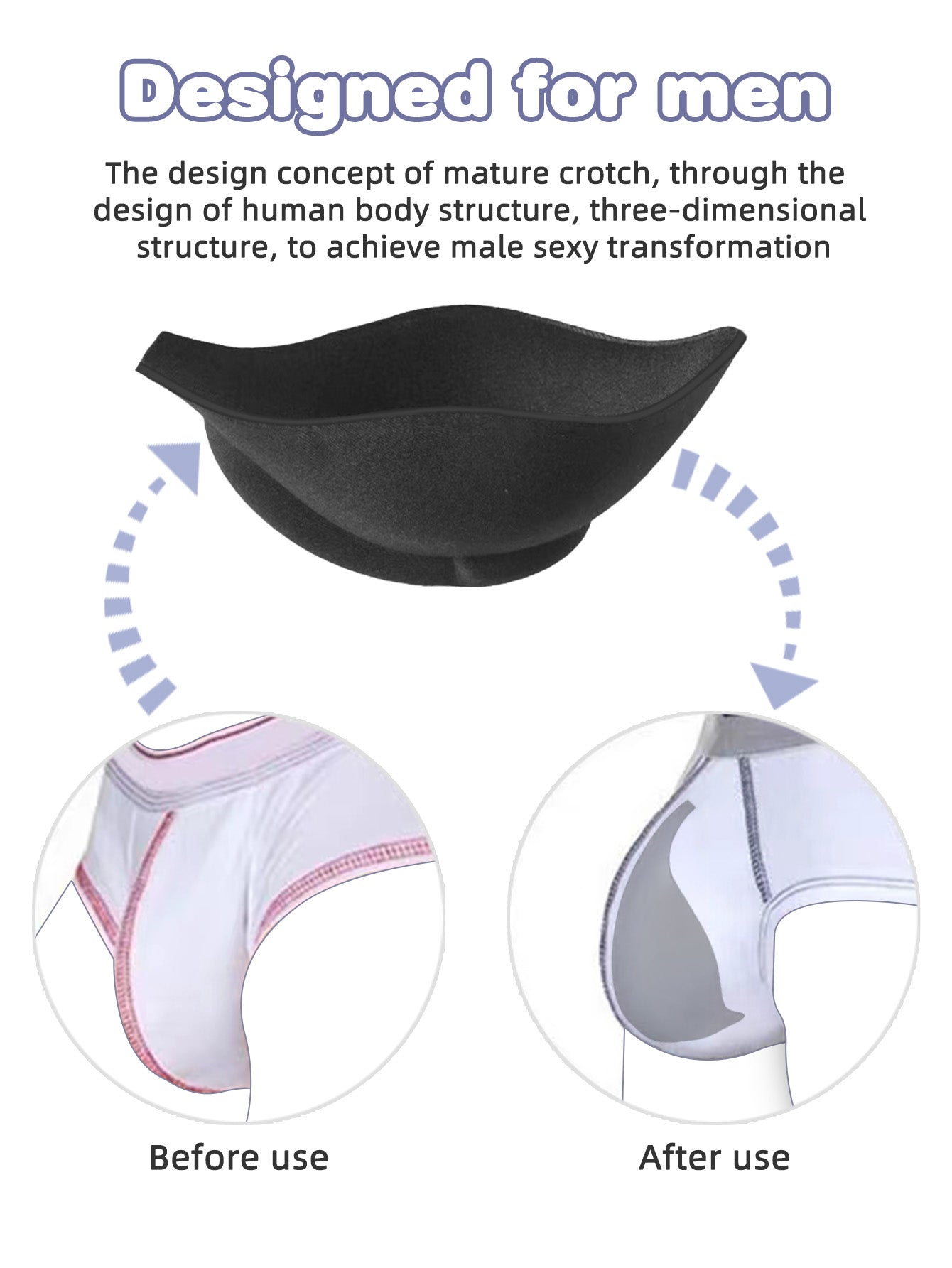 Coupe d'expansion de pénis - Sous-vêtements portés par coussinet de pénis en silicone conçus pour le charme des hommes