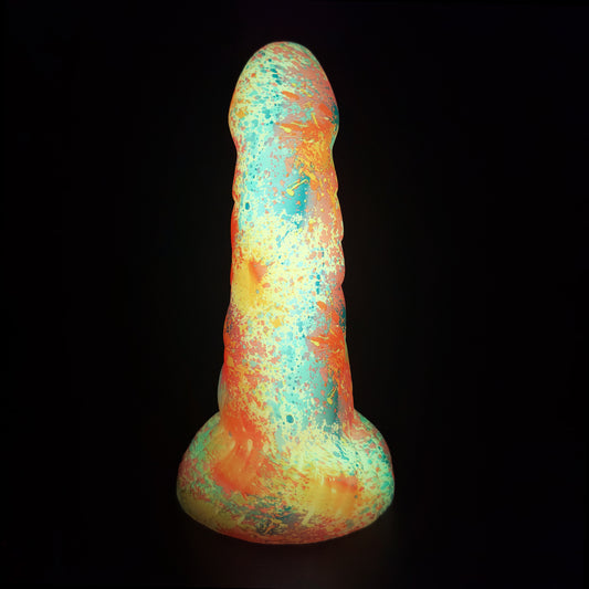 Big Girth Luminous Anal Dildo Butt Plug - Pink Camo Silicone Big Suction Cup Sex Toy for Women