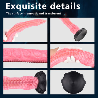 Gode ​​anal long Fantasy Tentacle Butt Plug - Pieuvre réaliste rose à base évasée Sex Toys pour femmes