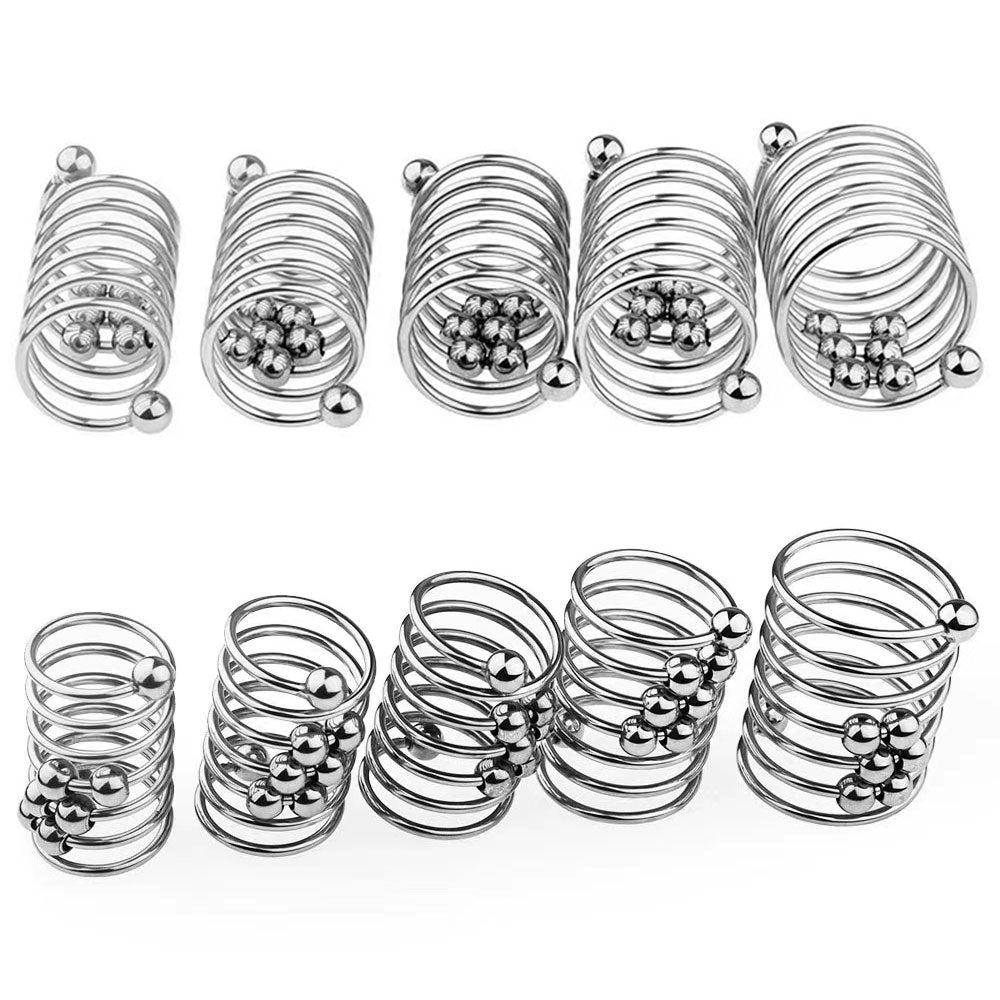 Stainless Steel Cock Rings - Metal Beads Penis Massage Delay Ejaculation Sex Toys for Men