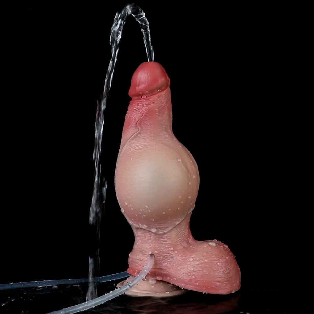 Trägerloser, realistischer Dildo mit aufblasbarem Analplug zum Spritzen – Analspielzeug aus Silikon mit Saugnapf für Frauen