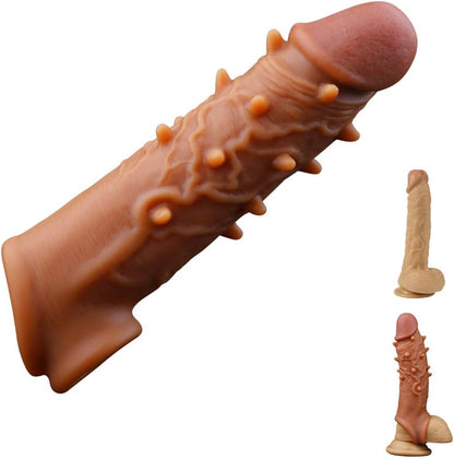 Manchon de pénis fantaisie Sex Toys pour hommes - Extension de gaine de pénis en silicone Knots