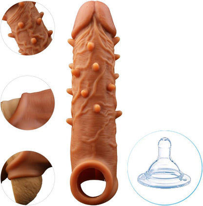 Manchon de pénis fantaisie Sex Toys pour hommes - Extension de gaine de pénis en silicone Knots