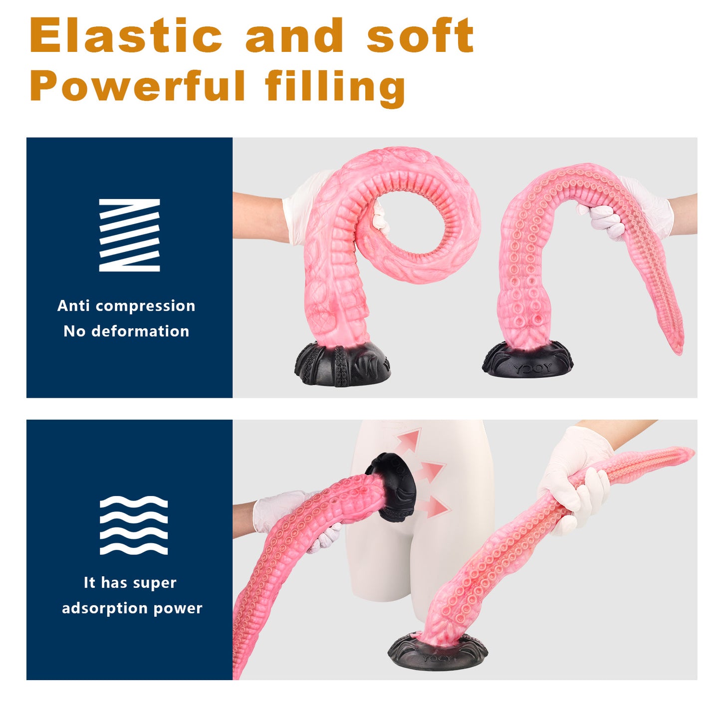 Gode ​​anal long Fantasy Tentacle Butt Plug - Pieuvre réaliste rose à base évasée Sex Toys pour femmes