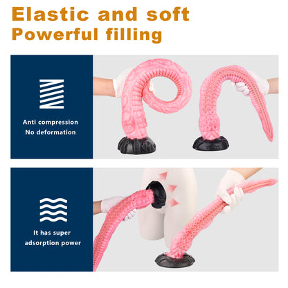 Gode ​​anal long Fantasy Tentacle Butt Plug - Pieuvre réaliste rose à base évasée Sex Toys pour femmes