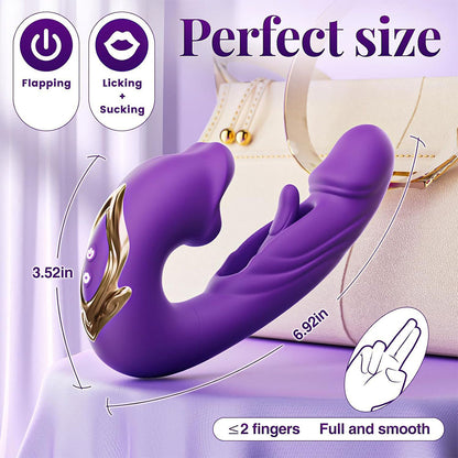 Vibrating Realistic Anal Dildo Rabbit Clit Clamping G Spot Tickle Flapping Sex Toys for Women