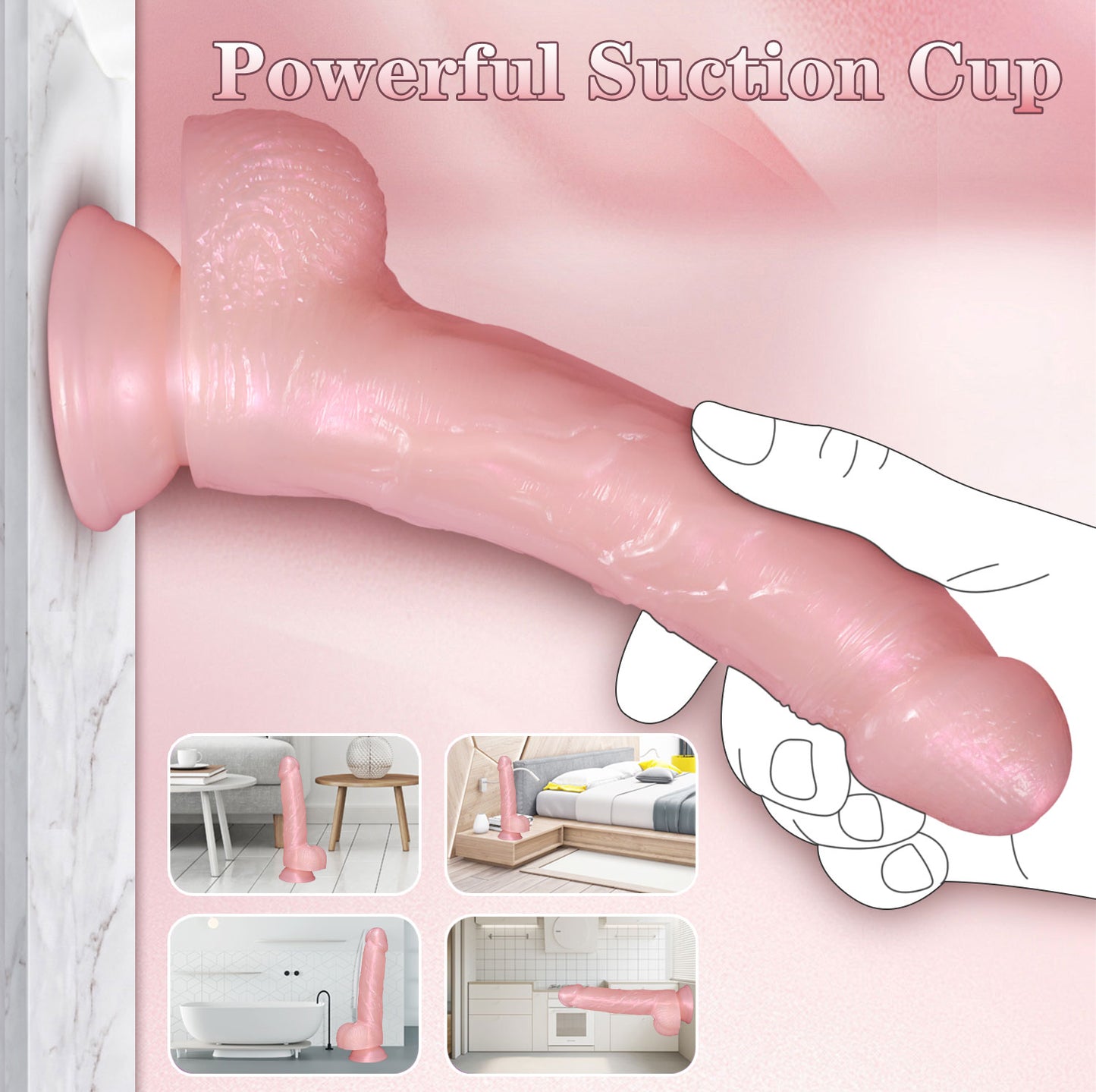 Strapon Pink Dildo Butt Plug - Strapless Realistic Suction Cup Lesbian Couple Sex Toy