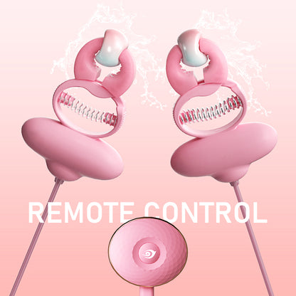 Remote Control Nipple Clamps Vibrator - Pink Neck Restriants BDSM Sex Toys for Women