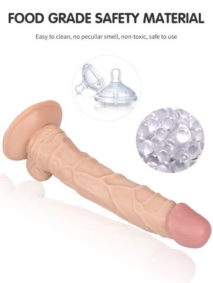 Gode ​​réaliste de 10 pouces de Long-jouets sexuels réalistes de petits testicules de gland de veine pour les femmes