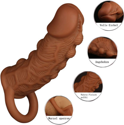 Jouets sexuels pour hommes avec manchon de pénis noué grandeur nature - Agrandisseur de gaine de pénis texturée en silicone de qualité supérieure