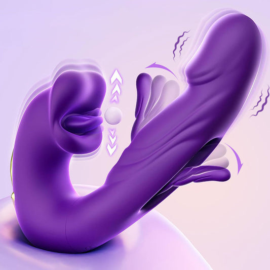 Vibrating Realistic Anal Dildo Rabbit Clit Clamping G Spot Tickle Flapping Sex Toys for Women