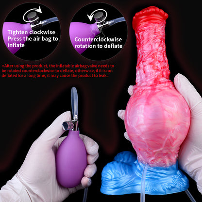 Inflatable Monsterdildo Ejaculating Dildo Butt Plug - Sillicone Knotted Prostate Massage Anal Sex Toys for Women