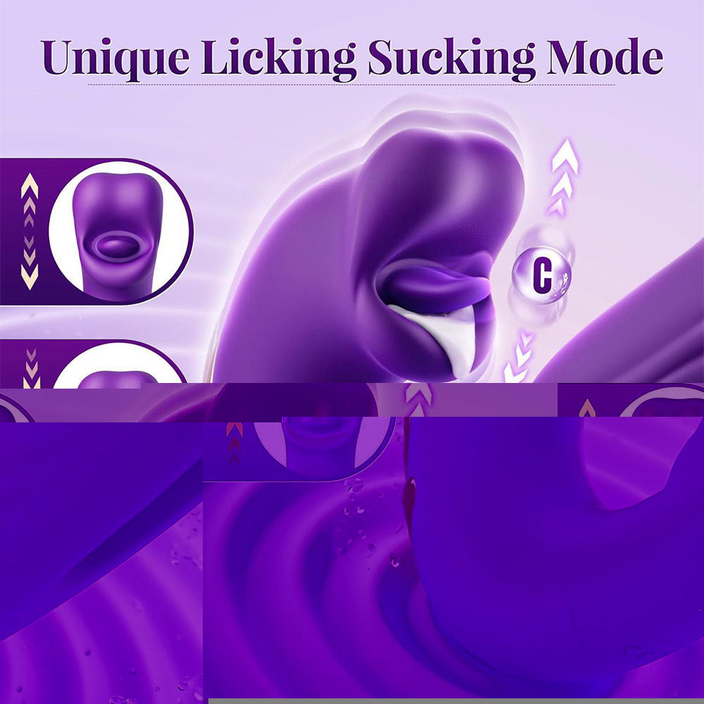 Vibrating Realistic Anal Dildo Rabbit Clit Clamping G Spot Tickle Flapping Sex Toys for Women