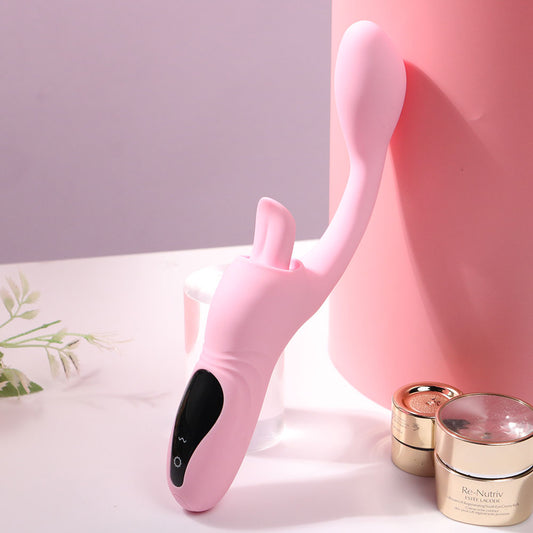 Finger Anal Dildo G Spot Vibrator Tongue Clit Stimulator - Handheld LED Panel Silicone Sex Toy for Women