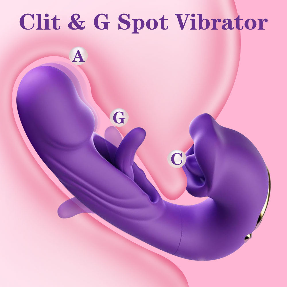 Vibrating Realistic Anal Dildo Rabbit Clit Clamping G Spot Tickle Flapping Sex Toys for Women