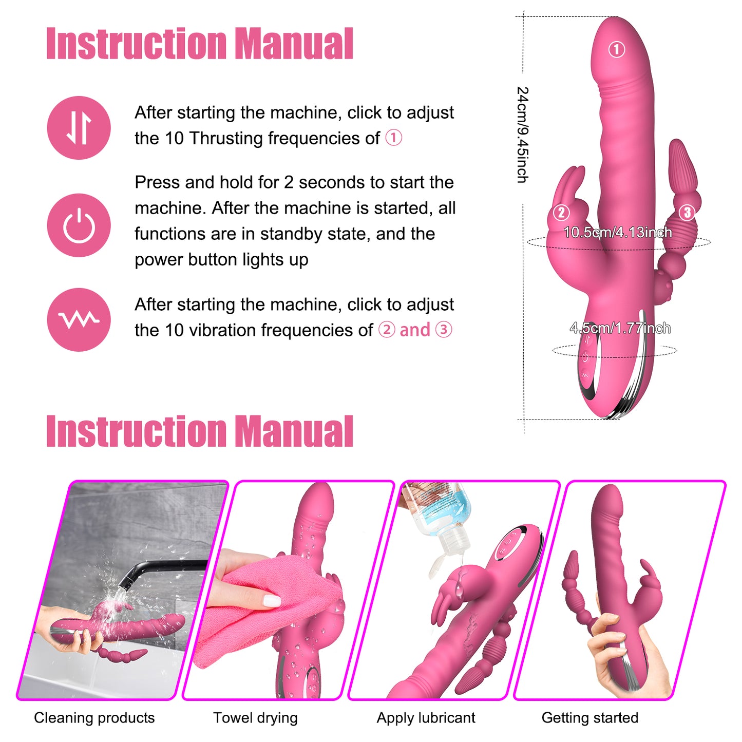 Rabbit Clit Stimulator Anal Beads Thrusting Dildo G-spot Vibrator - Domust 3-in-1 Anal Sex Toys