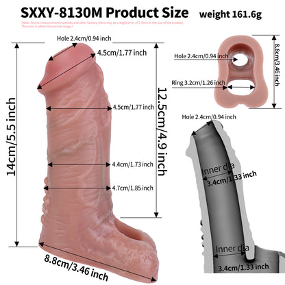 Open-end Realistic Cock Sleeve Male Sex Toys - Girthy Extender Cockring Penis Delay Ejaculation