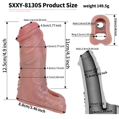 Open-end Realistic Cock Sleeve Male Sex Toys - Girthy Extender Cockring Penis Delay Ejaculation